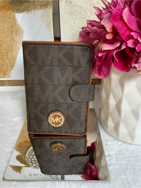 Michael Kors Other - Michael Kors Brown MK Logo Snap Zip Passport Wallet